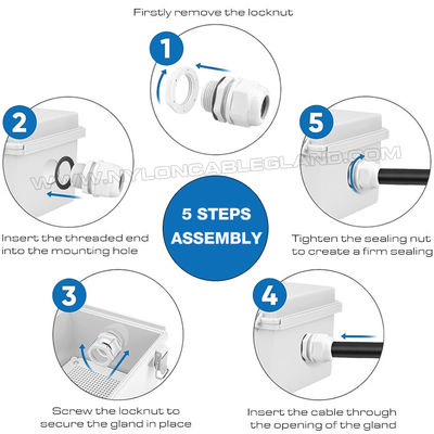 IP68 Waterproof Polymer Plastic Cable Glands PG7-PG48 (Split Type) with PG Screw Thread Male