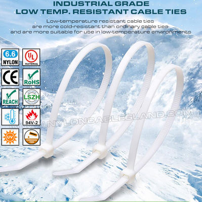 Abraçadeira resistente a baixas temperaturas -40°C, amarração gravata para cabo resistente ao frio de nylon 6.6 (150x3,6mm) para ambientes frios