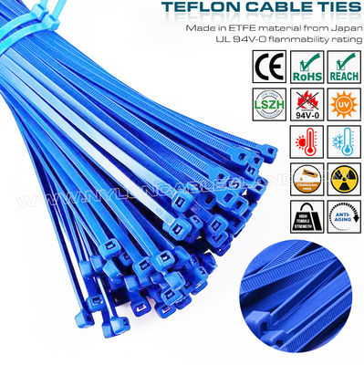 Abraçadeira de ETFE azul 3,6x200mm, abraçadeira de Teflon 94V-0 à prova de fogo abraçadeira de Tefzel resistente à temperatura para ambientes agressivos