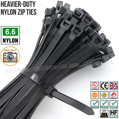Abraçadeira de plástico 7.6 x 300 mm gravata de cabo reforçada, cinta tira amarração de nylon (PA) 6.6 ajustável de 8-80 mm com resistência de 130 lb ou 157 lb para construção