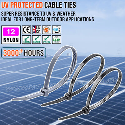 Abraçadeira de nylon 12 (poliamida 12 / PA 12) resistente a raios UV 300 mm x 3.6, super resistente às intempéries, para uso externo durável