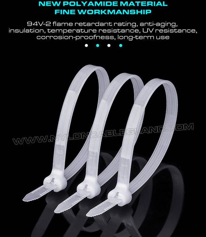 Abraçadeira nylon com lingueta aço inoxidável 400mm x 8mm, resistência à tracção de 112 lbs (550N), para construção naval