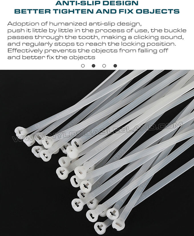 Abraçadeira de poliamida com dente de metal 400mm x 8mm, resistência à tracção de 112 lbs (550N), para construção naval