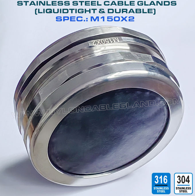 Prensa-cabo M150x2 de aço inoxidável 304/316, conector de bucim à prova d'água conector prensa-cabo de vedação para cabos de 110-125 mm